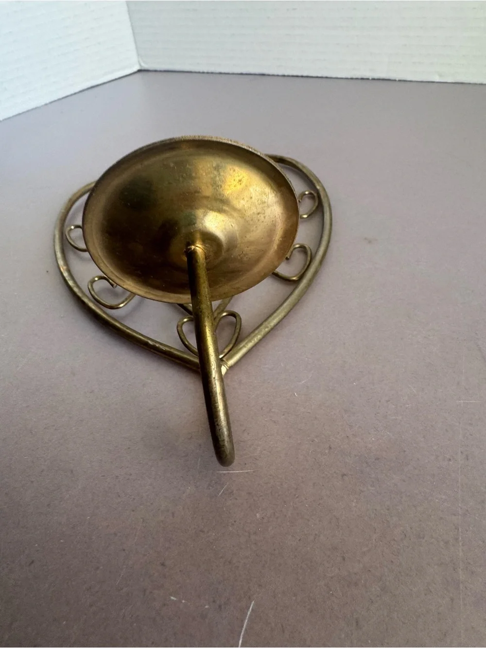 Brass-Tone Heart Wall Candle Sconce - Antique Brass Finish
